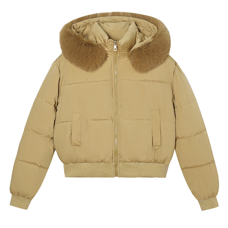 Comercio exterior diseño de algodón con cuello encapuchado mujer invierno 2025 nuevo grueso calentamiento corto chaqueta de pan image 6