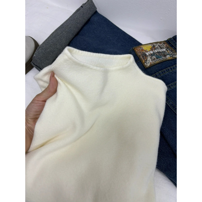 작은 스탠드 칼라 우유 후푸 부드러운 왁스 니트 긴 소매 기본 셔츠 여성의 겨울 스웨터 가을 한국 간단한 탑