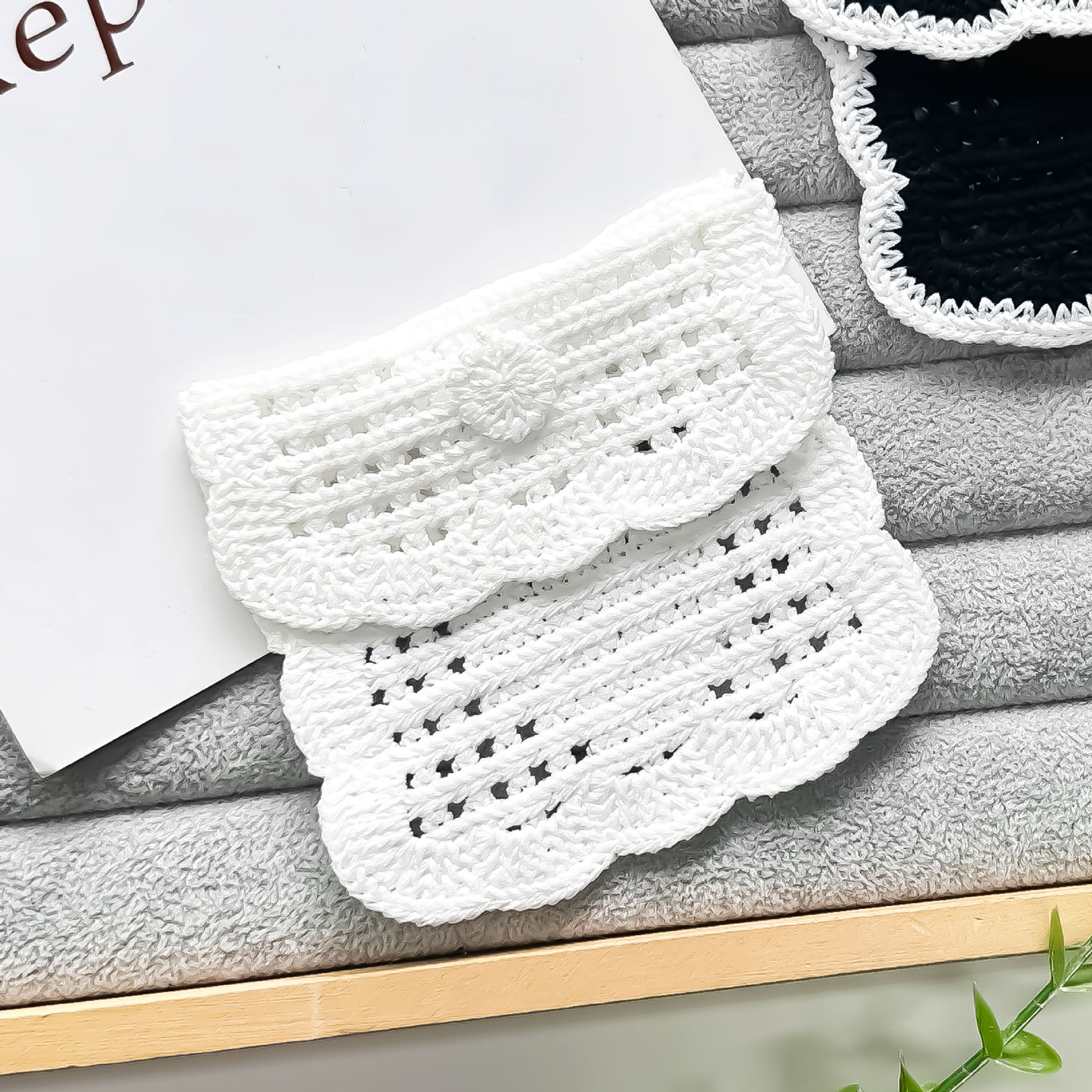Nuevo plegable pequeño viento de bolsillo de tela pegada encaje blanco y negro bordado diy accesorios de ropa hecha a mano image 7