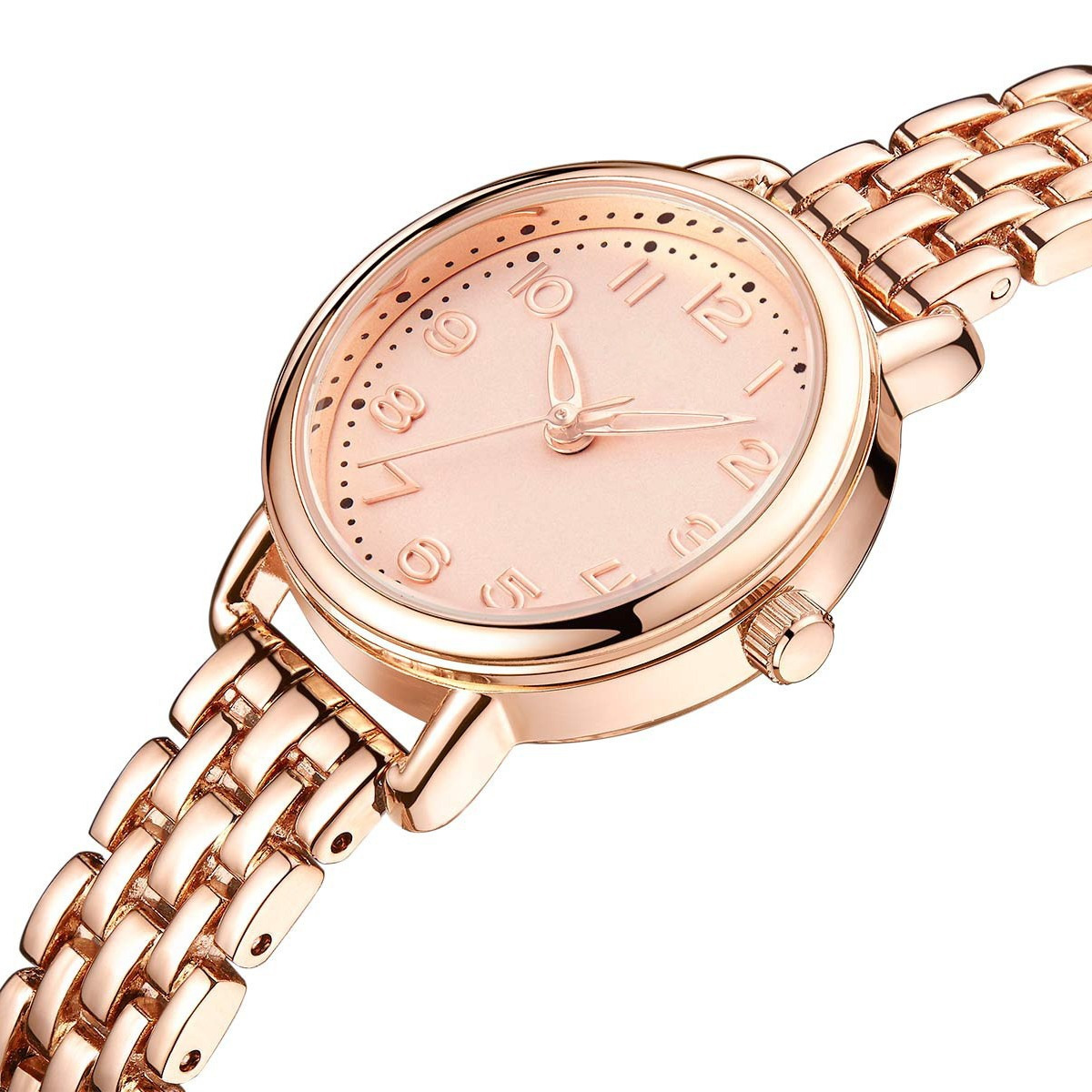 女士手表时尚防水学生简约钢带石英表儿童抖音同款批发蓝宝石镜面