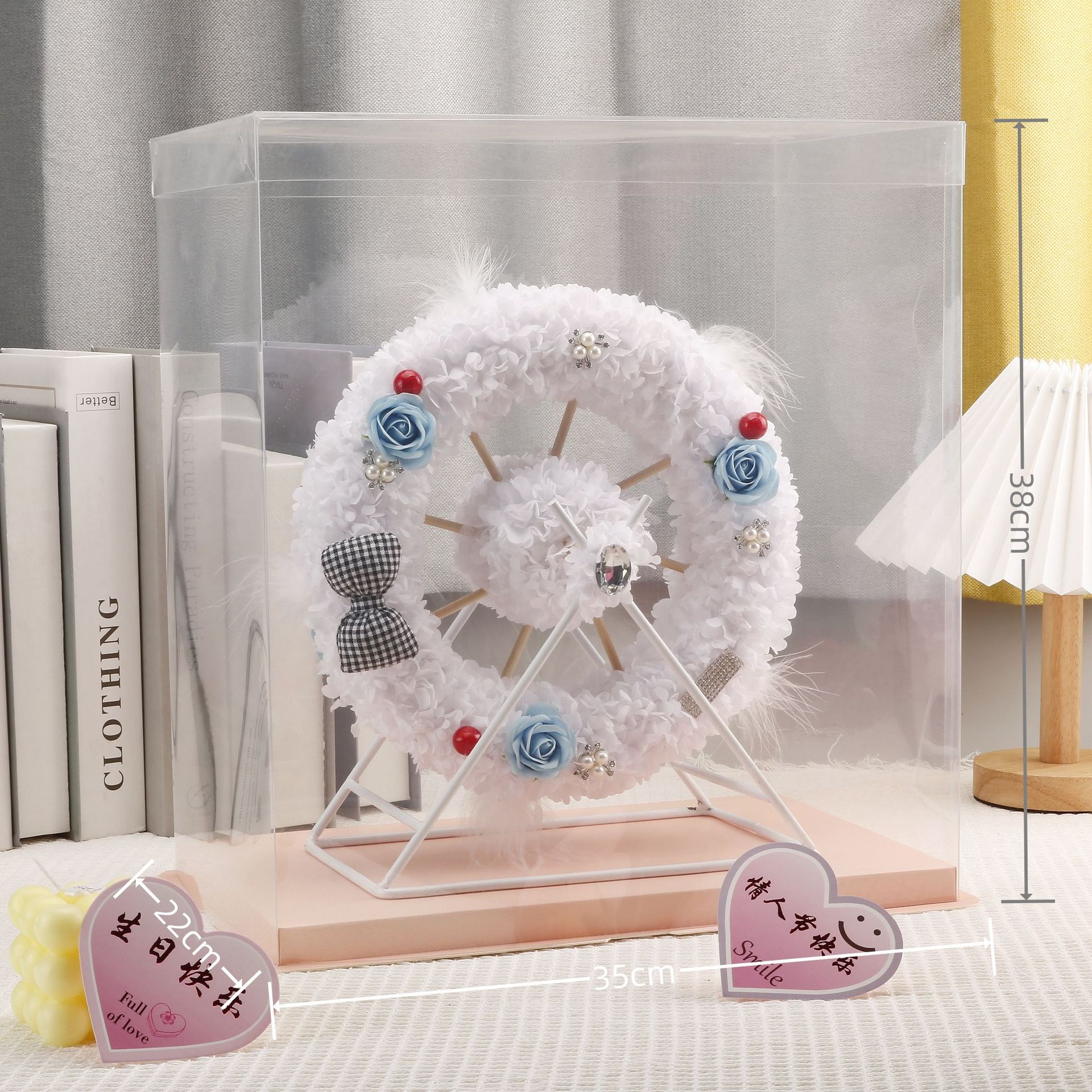 Flor preservada oso rosa 520 regalo del Día de San Valentín tienda de flores supermercado PE espuma flor abrazo oso rosa