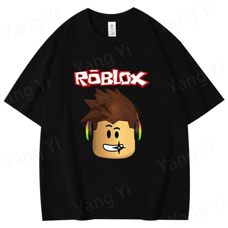 New Game Classic Roblox Printed T-Shirt Summer Short-Sleeved Men's and Women's Roblox Clothes Pure Cotton Tops