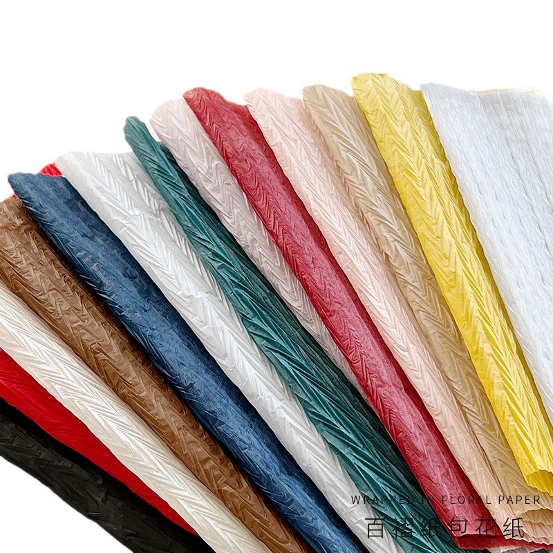 Embalaje de flores papel plisado decoración floral papel de arte plisado en forma de V material de la tienda de flores no tejidas ramo de papel de regalo