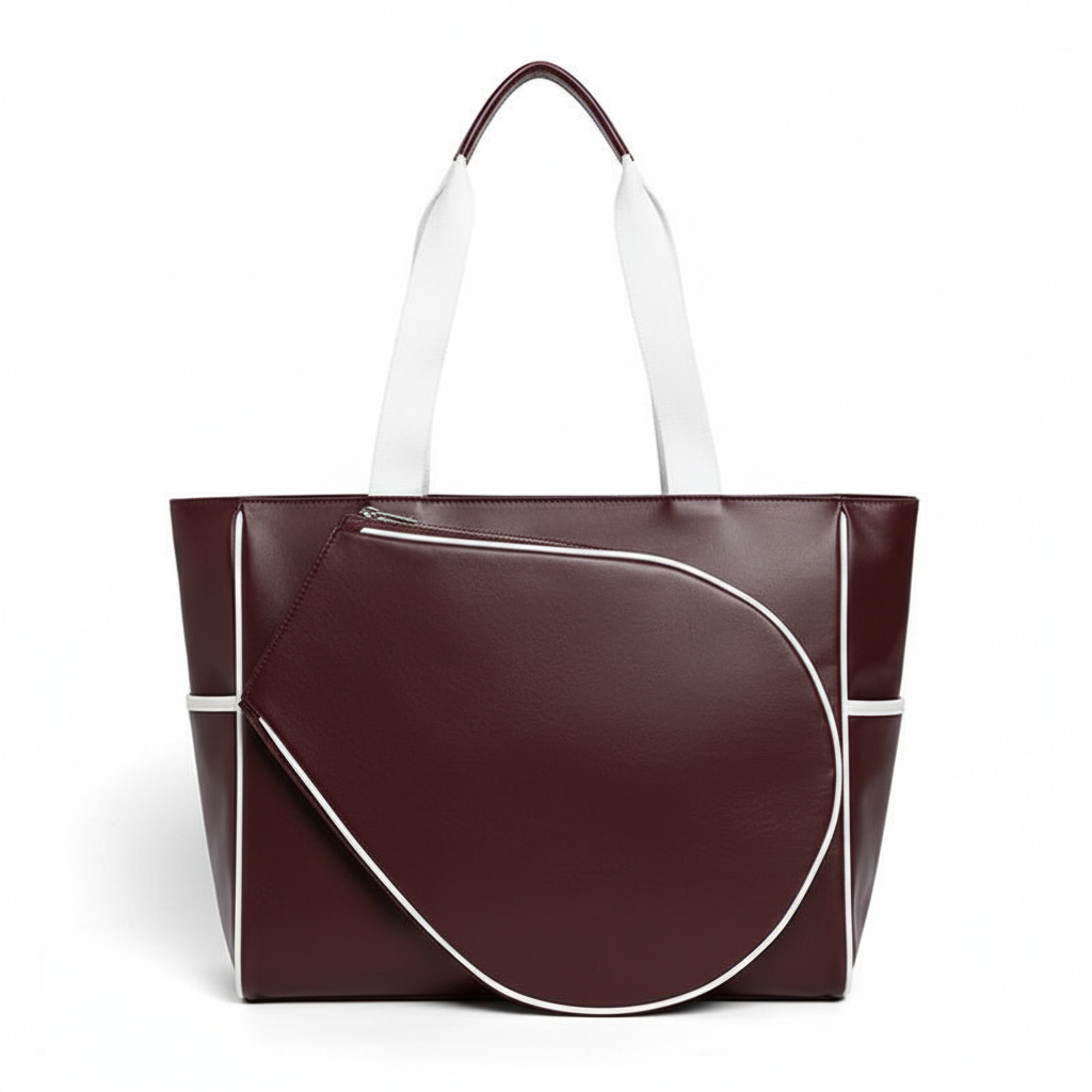 Bolsa de tenis de alto valor de piel pu mujer bolsa de fútbol deportiva al aire libre de gran capacidad de hombro doble bolsa de bádminton de hombro único image 9