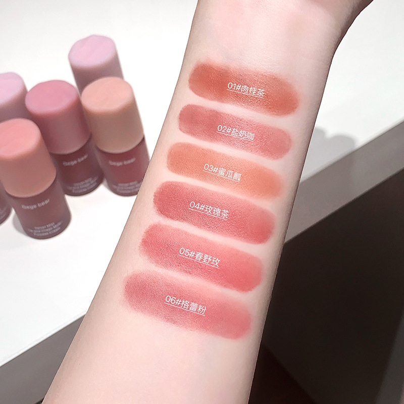 Gege Bear Velvet Spray, crema multipropósito para los labios y mejillas, blush mate, color, sombra de ojos, crema labial multipropósito