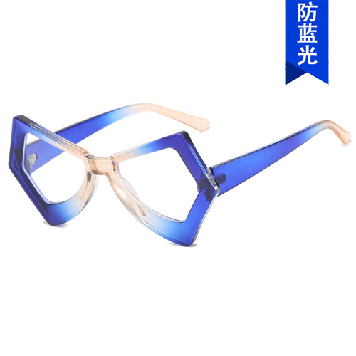 Cross-border retro personalized glasses frame anti-blue light butterfly-shaped flat mirror for women large frame irregular plain European and American glasses frame