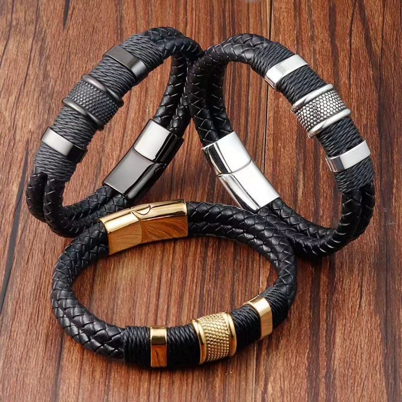 «Переходная торговля»? Вещь: Given instruction: avoid words like wholesale, cross-border or marketplaces. We should translate while removing cross-border. The input: "(Cross-border trading), woven magnetic bracelet for men and women, European style, punk style" Transliterate: Remove cross-border term? We should translate to Russian: