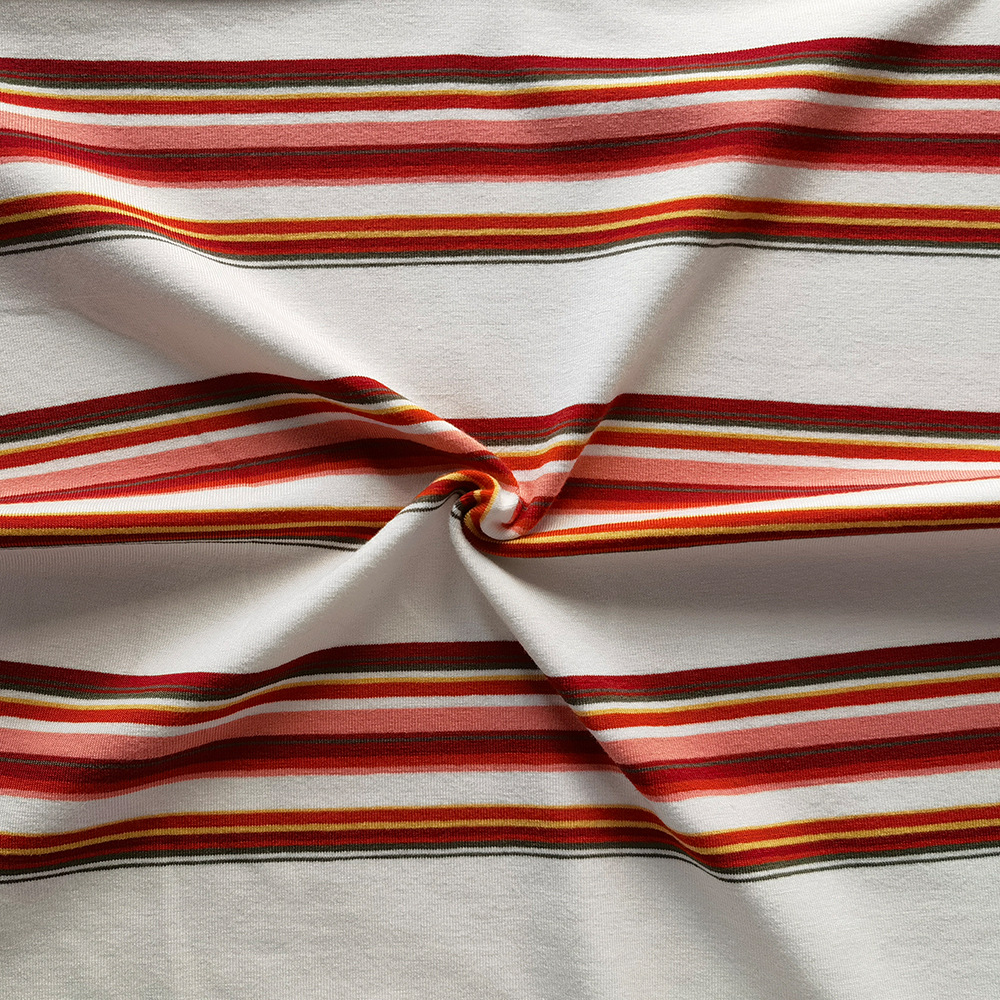 人棉弹力色织彩色条纹面料 条纹色织布 微弹条纹秋冬打底衫面料