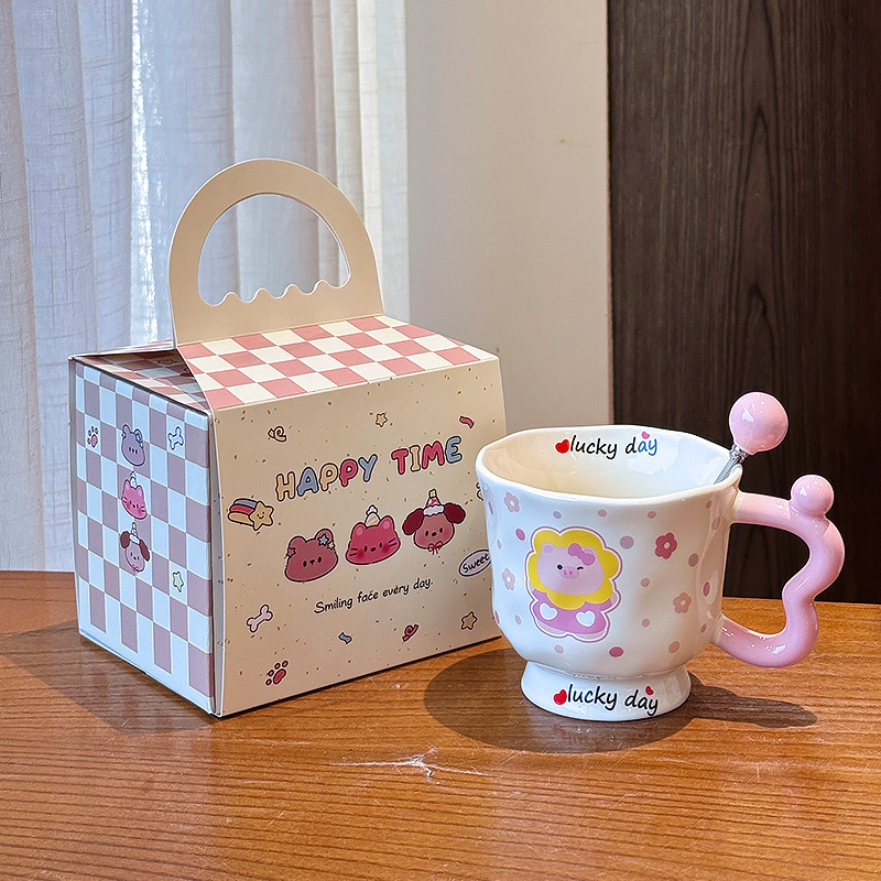 見栄えの良い子犬とウサギのマグカップ、カップルのセラミックドリンクカップ、女の子の誕生日プレゼント、オフィスコーヒーカップ|undefined