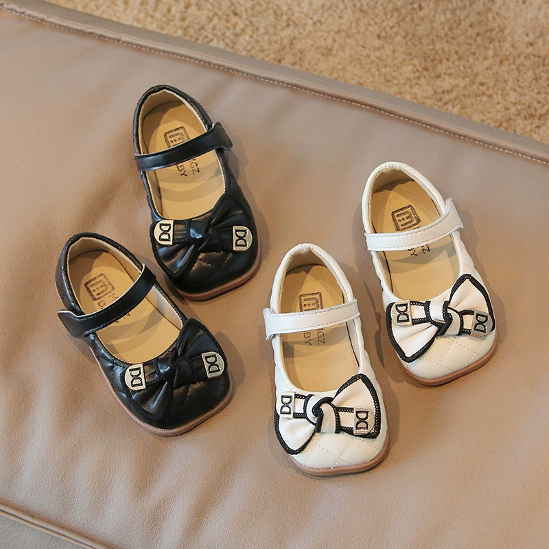 Обувь принцессы с бантом в Корейском стиле, детская кожаная обувь, детская мягкая подошва, осень 2022, новая детская обувь, модная
