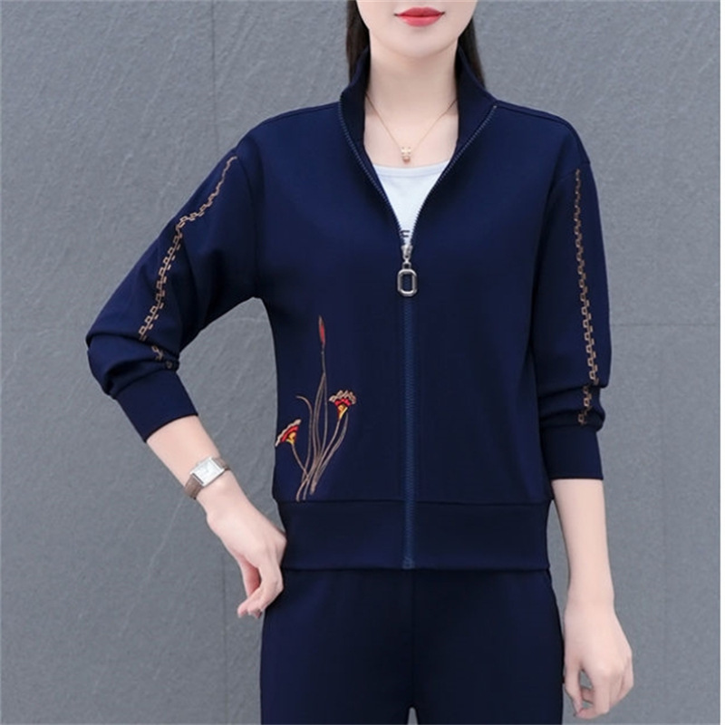 (2개) 스포츠 세트 여성의 봄과 가을 2024 새로운 한국 패션 스포츠웨어 캐주얼 긴 소매 재킷 느슨한 투피스 세트