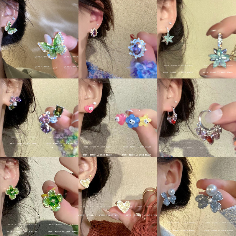 Light Luxury Exquisite Zircon Earrings 2024 Explosions Pearl Butterfly Earrings All-match High-end 925 Silver Needle Earrings