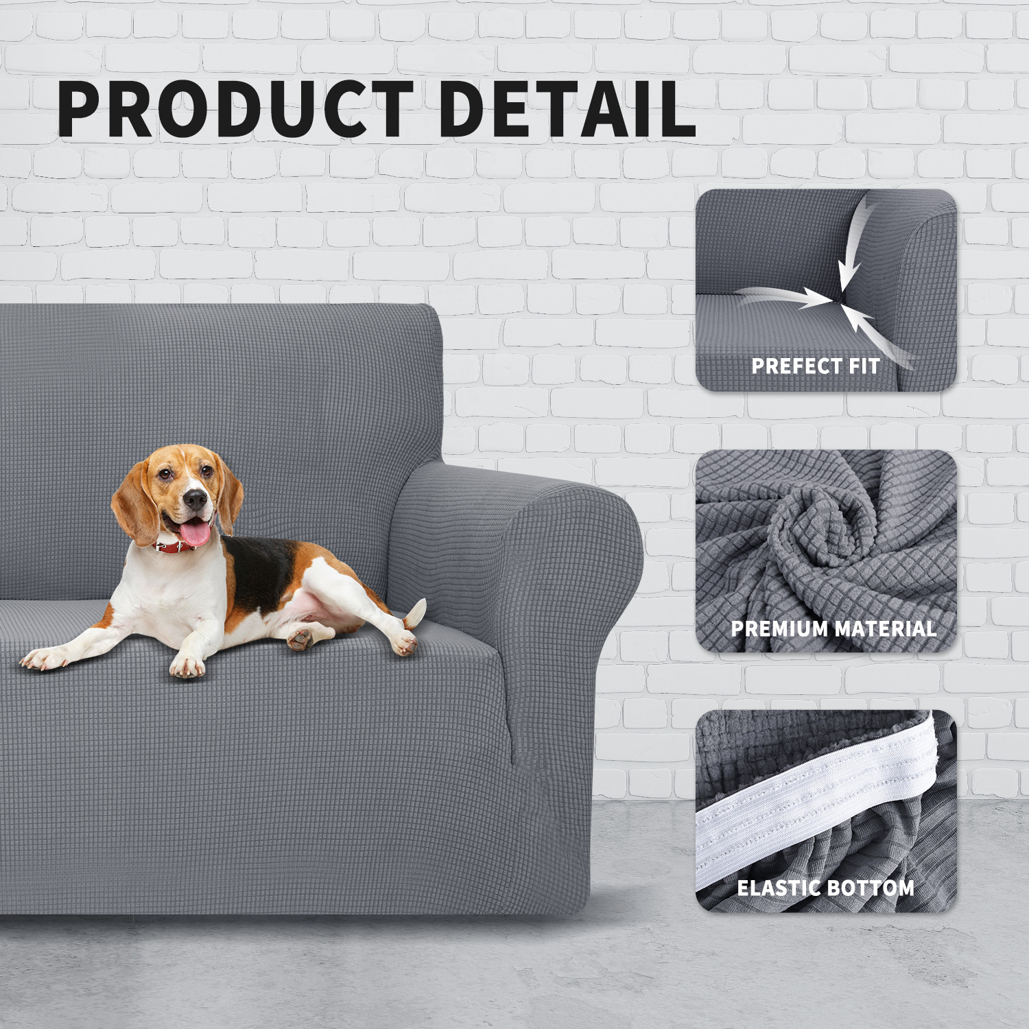 all-inclusive elastic polar fleece sofa cover thickened solid color sofa cushion Four Seasons fabric sofa cover_voghion.com