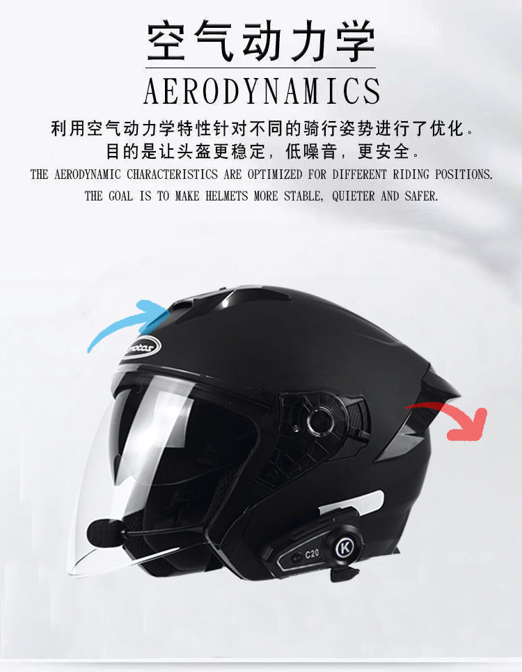 3C Certified Motorcycle Electric Vehicle Helmet Built-in Bluetooth Headset