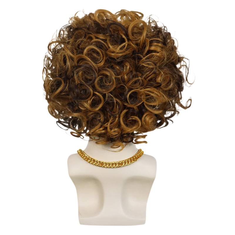 Partido colorido marca nacional anime marrón corto rizado peluca cualquier color de piel