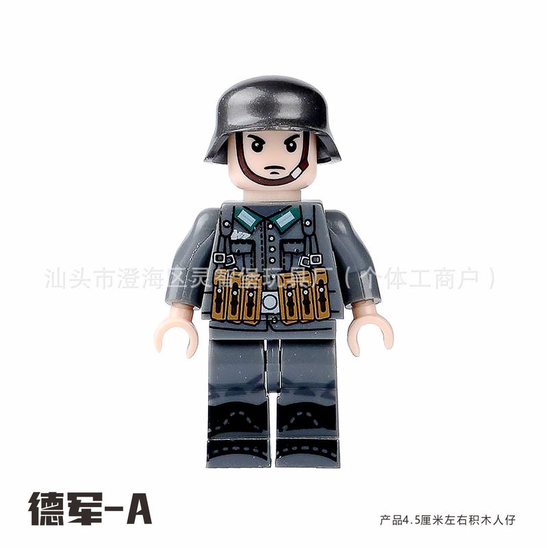 军事二战士兵积木八路军国美苏英法意志愿军人仔小人偶DIY拼装|undefined