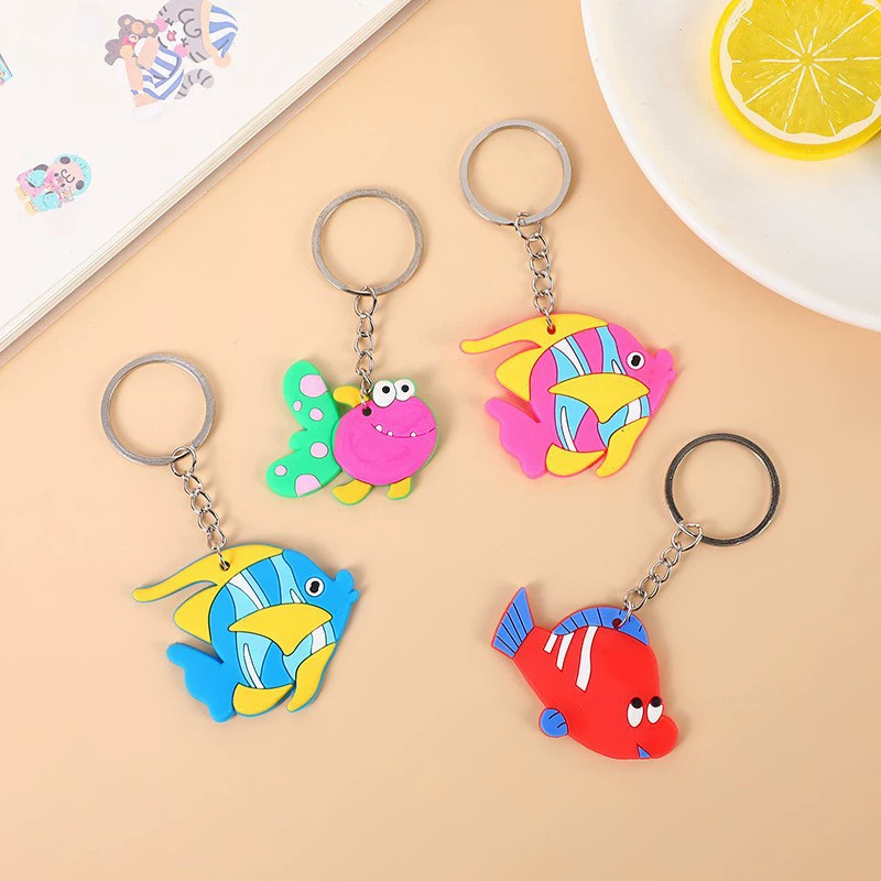 Cross-Border Amazon New Pvc Cartoon Keychain Ocean World Small Gift Car Key Wholesale Kidsren's Cute