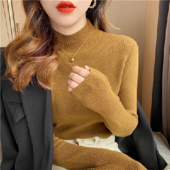 半高领毛衣女内搭2025秋冬新款修身显瘦中领打底针织衫套头衣服|undefined