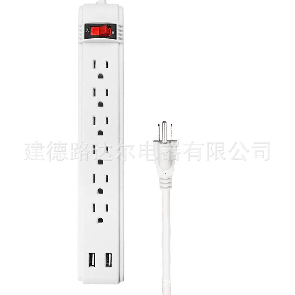 菲律宾&南美通用插座浪涌6孔插排电源有线接线板2USB POWER STRIP