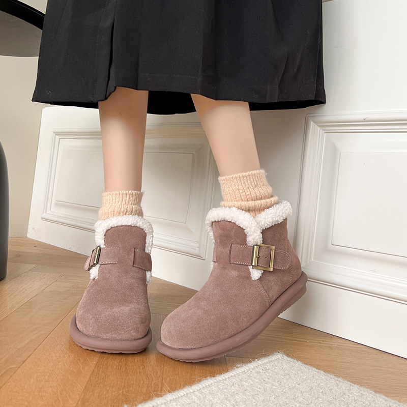 Botas de nieve Aogushiden para mujer, nueva moda primavera 2025, estilo coreano informal, botas cortas hasta la pantorrilla, básicas y cómodas