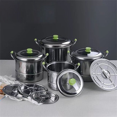 Cross-border stainless steel soup pot set 22-28cm four-piece set with lid, steam pot, right-angle pot, eight-piece soup pot