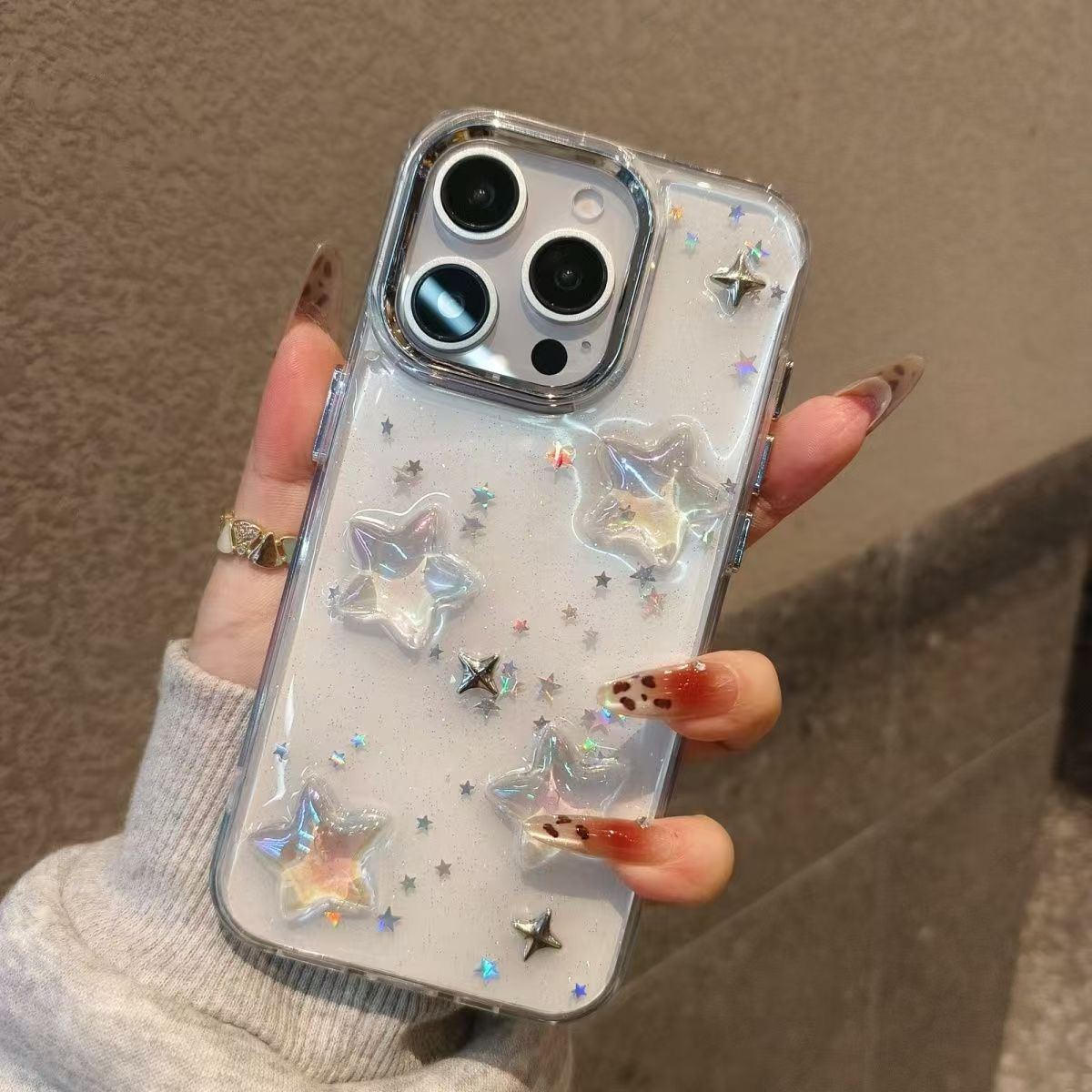 Blizgantis telefono dėklas su pentagrama iphone 15 pro max_voghion.com