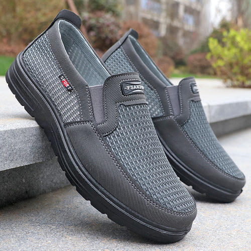 Manufacturer wholesale summer new men's cloth shoes breathable slip-on casual mesh shoes polyurethane men's shoes
