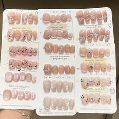 ピンクのキャットアイマニキュアパッチ、優しくて可愛くて絶妙で多用途なフェイクネイル、純粋な欲望、ハイエンドの純粋な手作りのウェアラブルネイル