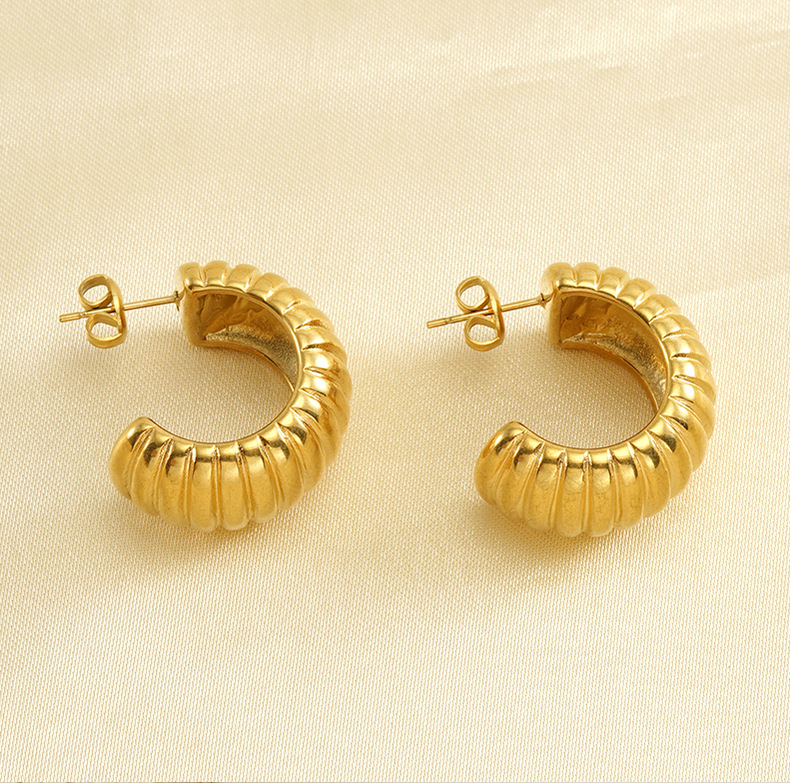 Style Vintage Forme En U Acier Inoxydable Placage Boucles D'oreilles 1 Paire display picture 4