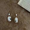 Retro sophisticated small design advanced earrings handmade from pearl, French retro style, flowered, high-quality style