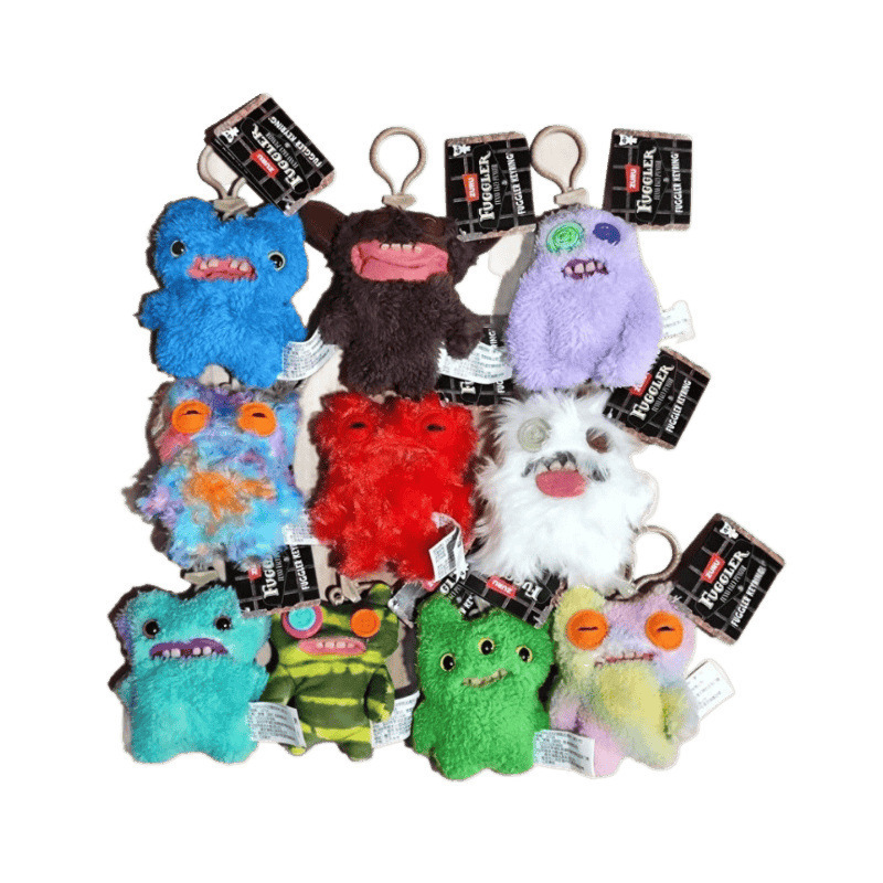 Colgante de llaves de dientes grandes genuinos, muñecas de monstruos de dientes, monstruos de dientes, monstruos feos y lindos, soporte de peluche extraño para una generación.