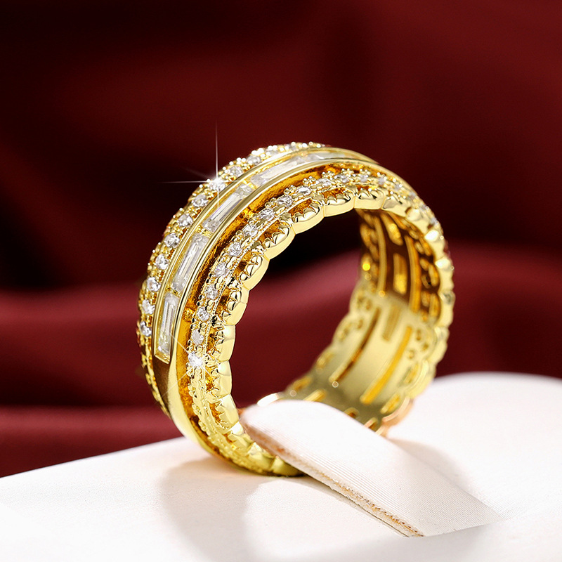 Gorgeous Zircon Ring For Women Micro Set Flower Statement Accessory_voghion.com