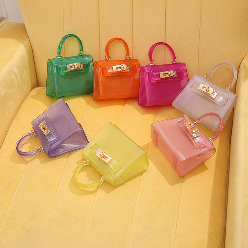 Shiling bag transparent jelly bag Kelly bag  new women's crossbody bag diy small bag pvc chain bag