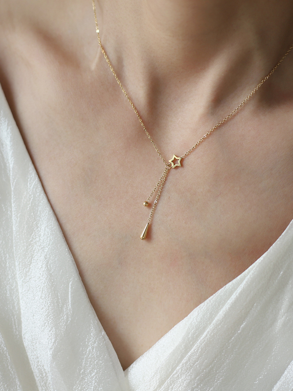 cable chain Chain Type 1 Piece Quantity Real Gold Plated Star 304 Stainless Steel Vacation Classic Style Waterproof Non Tarnish Titanium Steel Necklace