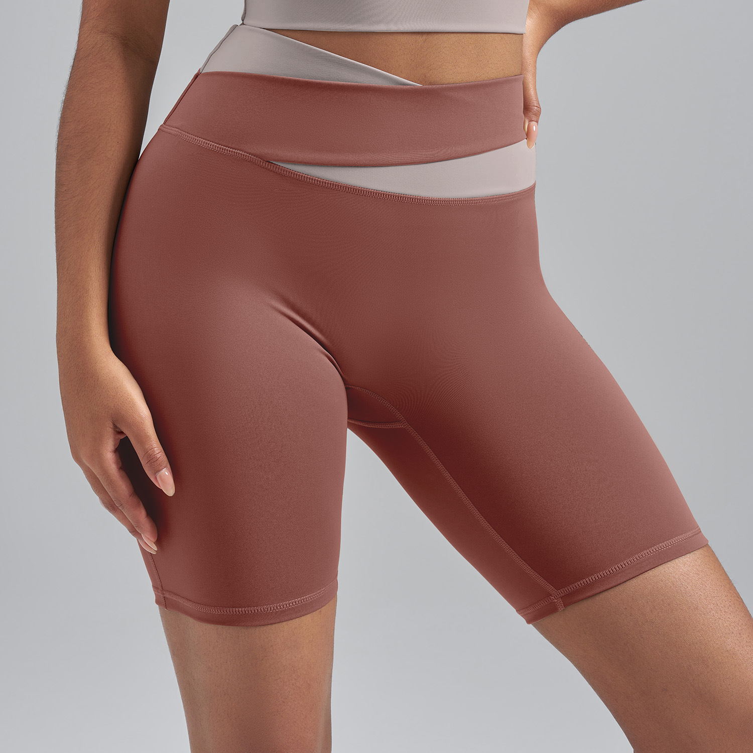 Shorts Deportivos Casuales de Verano con Bloques de Color, Estilo Europeo y Americano, Shorts de Fitness, Shorts de Yoga de Alta Elasticidad con Sensación de Desnudez para Mujer