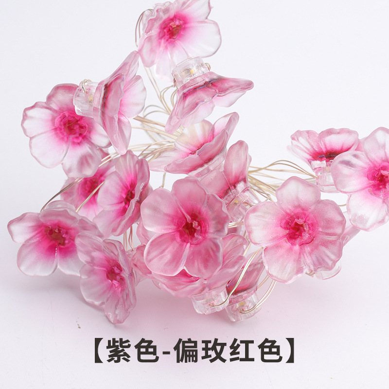 Lámpara de alambre de cobre LED Lámpara de flor rosa de cadena Decoración de patio al aire libre Cerezos en flor Lámpara de flor de durazno Lámpara de color Corazón de niña Lámpara de alambre de cobre Lámpara de alambre de cobre