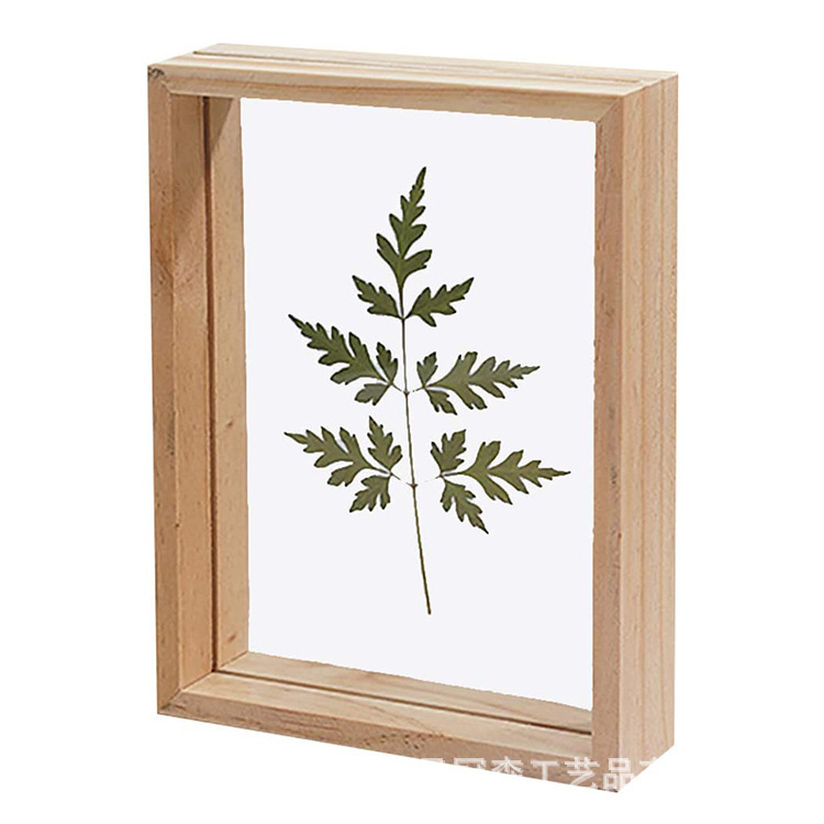 Photo Frame Wooden Vintage Double Sided Glass Artwork Pressed Flower Display Frame
