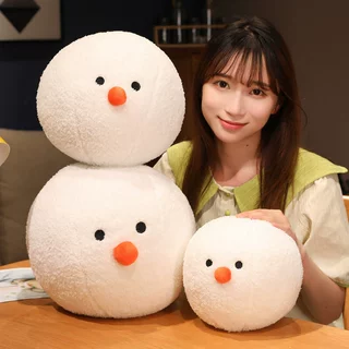 白色雪球玩偶抱枕雪人毛绒玩具球型玩偶卡通软萌圣诞节礼物儿童批