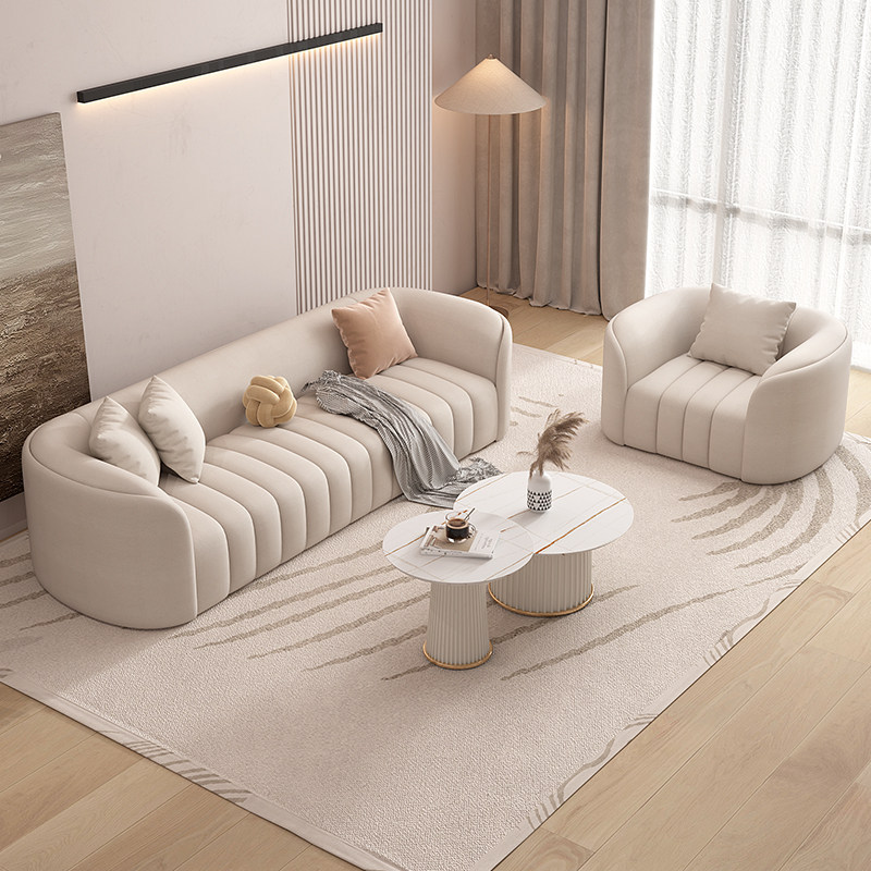Sofá de sala de estar de lujo ligero tipo casa pequeña estilo de red de viento crema sala de recepción médica sala de belleza sala de descanso sofá mesa de té combinación image 1