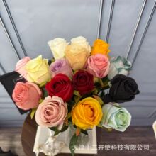 仿真花单头毛布保加利亚玫瑰假花婚礼布置人造假花酒店婚礼桌花