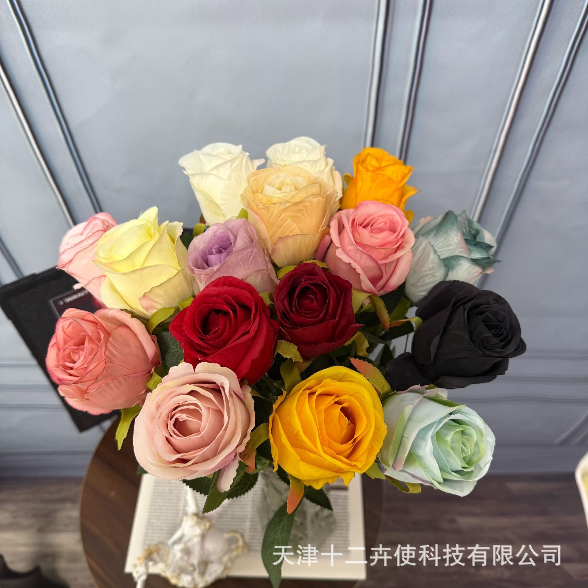 仿真花单头毛布保加利亚玫瑰假花婚礼布置人造假花酒店婚礼桌花