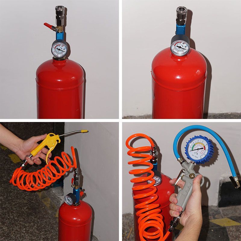 DIY Fire Extinguisher Bottle Converted to High-Altitude Gas Tank for Outdoor Camping and Picnics, Steel Cylinder with Reusable Refill Valve