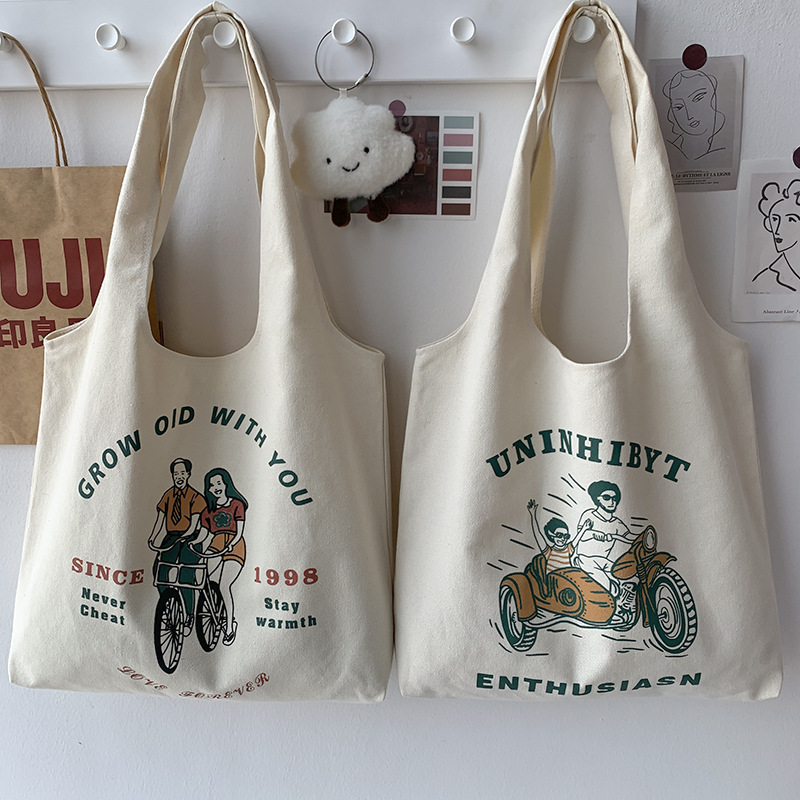 Nueva bolsa de lona de las mujeres de verano nicho de arte suplemento auto-estudio de viaje de gran capacidad de la clase de estudiante bolsa de libros de lona image 3
