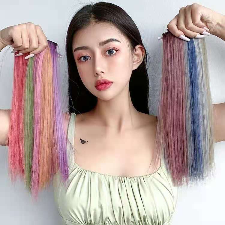 Color Wig Women's Short Hair Invisible and Traceless One-piece Catch Hair Stomach Dye Hair Wig Hanging Ear Hair Dye