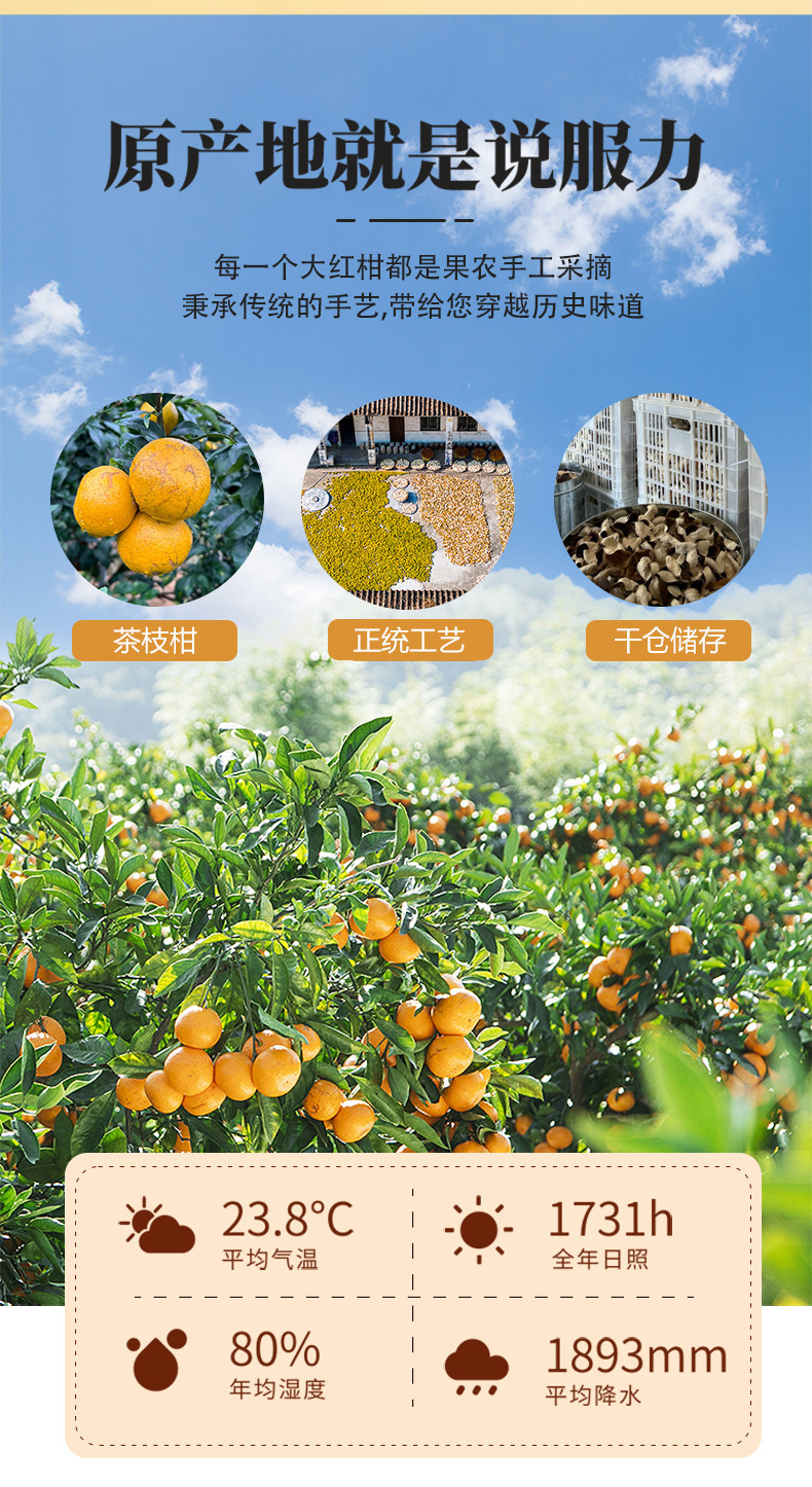 Xinhui Aged Dried Tangerine Peel Chen Pi 10 Year Sun Dried Citrus Peel Tea 50g Sample Pack key features