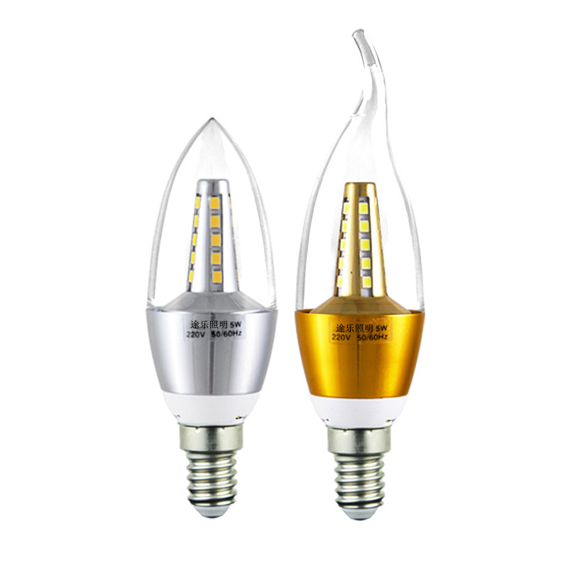 満天星LEDキャンドル電球e 14小螺口省エネランプ家庭用レストランの尖った泡が尾を引いた水晶シャンデリア光源|undefined