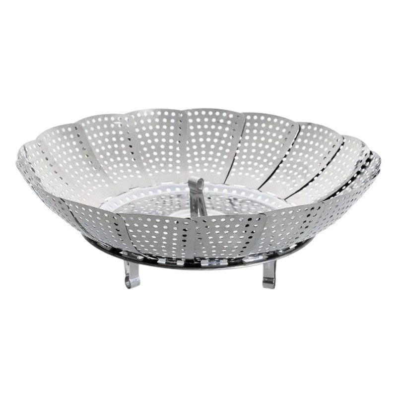 Placa de vapor de acero inoxidable Vaporizador de cocina de tres patas Placa de vapor plegable multifuncional Estante de vapor plegable doméstico Estante de estofado Fácil de almacenar