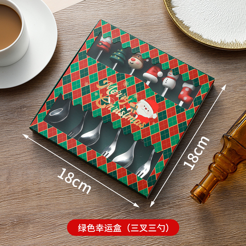 Cuchara de Navidad transfronteriza cuchara de dibujos animados cuchara de muñeco de nieve creativa de alto valor de cara cuchara de postre de Navidad horquilla de regalo cubiertos