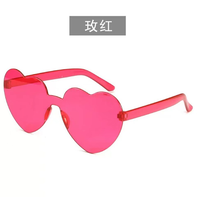Cross-Border heart sunglasses love glasses European and American trend frameless conjoined ocean pieces dazzling color sunglasses wholesale