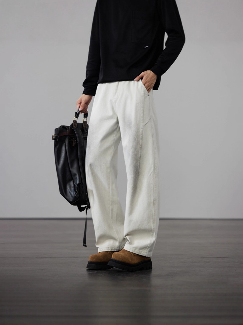 Spring retro demi-season denim trousers